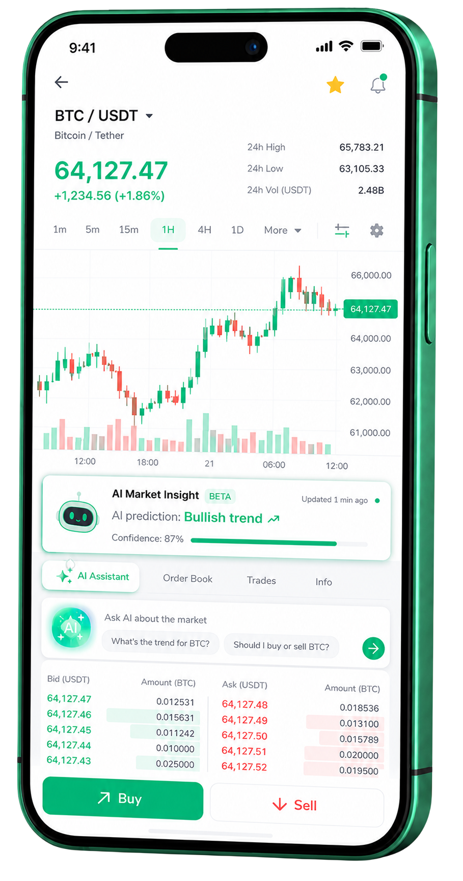 Aplicación móvil de trading Zarza Inveria ejecutándose en un smartphone
